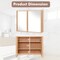 Double Door Bathroom Wall Cabinet with Mirror and Adjustable Shelves-Natural